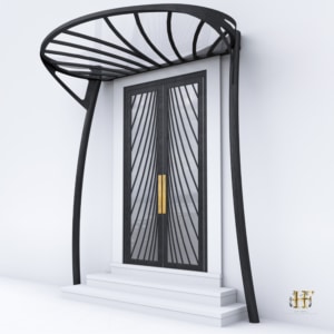 porte entree avec auvent en fer forge luxe