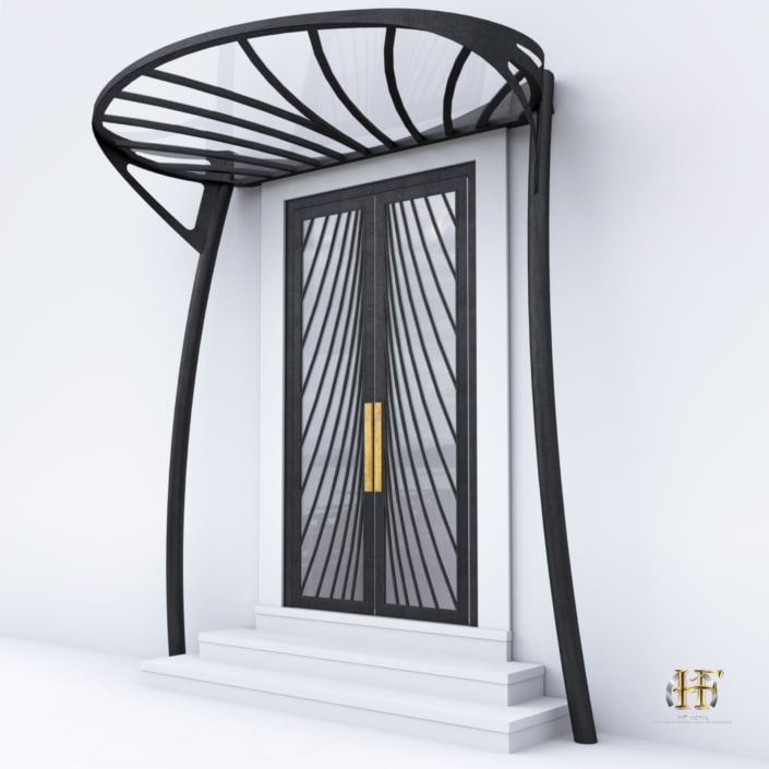 porte entree avec auvent en fer forge luxe