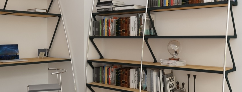 bibliotheque design sur mesure en acier