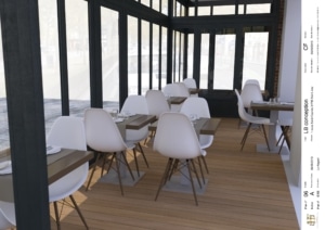 restaurant avec grande veranda en metal