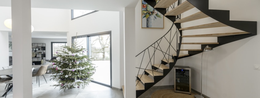escalier en fer design double quart tournant