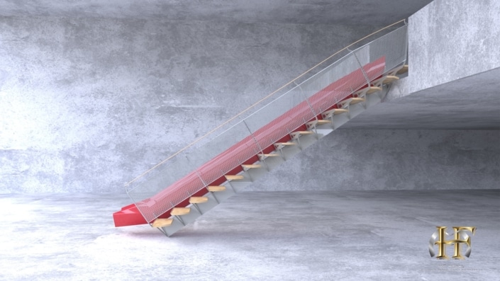 escalier toboggan design droit limon central