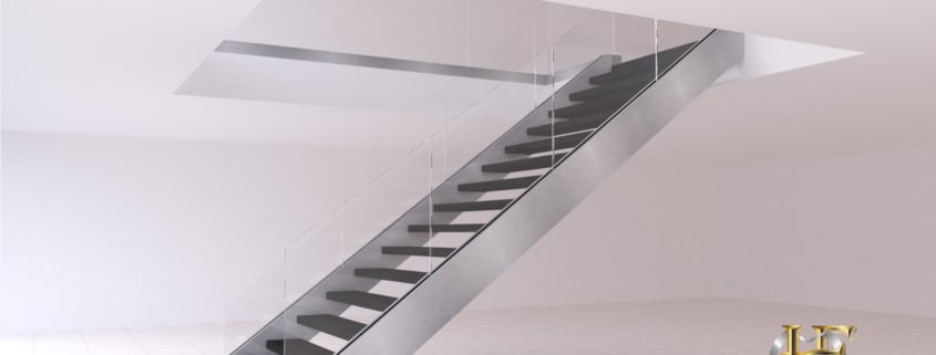 escalier droit inox garde corps en verre