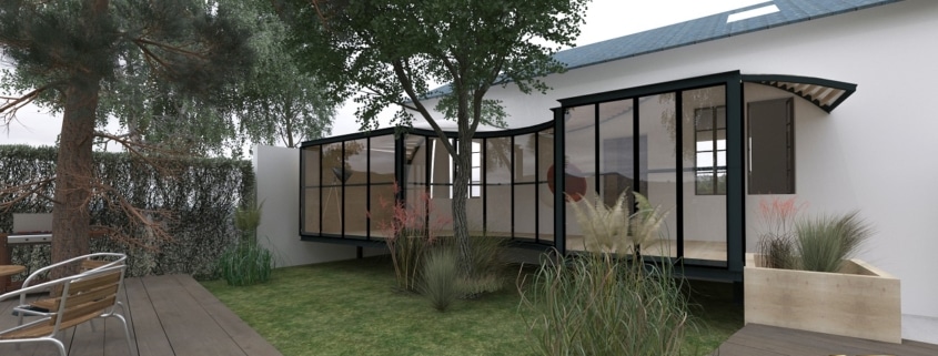 véranda extérieure arrondie design