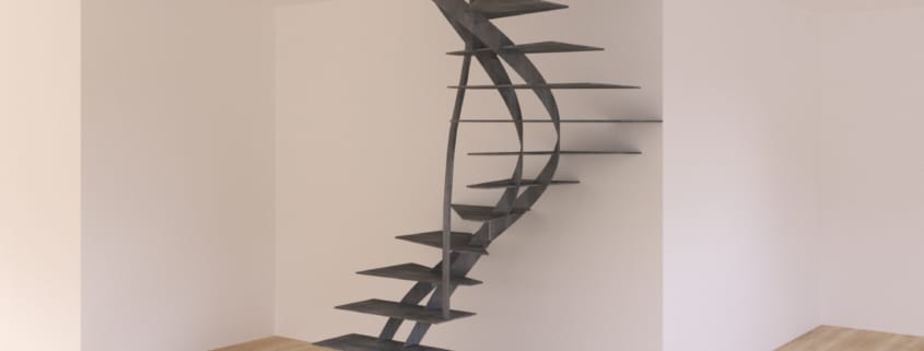 escalier deux quart tournant en metal